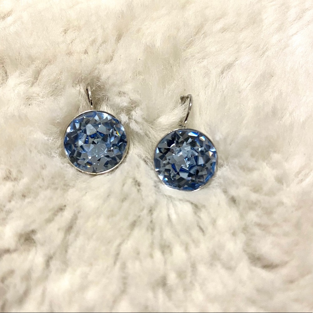 Swarovski Bella Earrings - Blue, Silver Plated